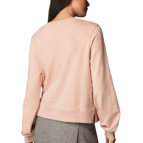 Anthropologie Beaded Bow Dusty Blush Pink Sweater Sweatshirt Small - Picture 2 of 14